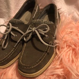 Gray Sequin Cheetah Sperry TopSider boat Shoes